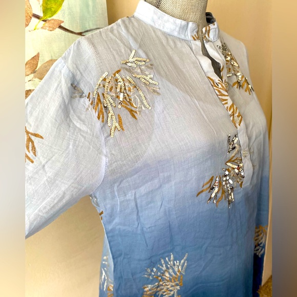 WHITE WAVES 💙BLUE💙 2PC WOMEN TOP with pockets SIZE MEDIUM 🌟EUC🌟 - Picture 3 of 14